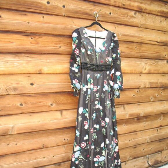 Mac Duggal 79361 Womens Black EMBROIDERED Embroidered Maxi Gown Dress 4 - Picture 7 of 16